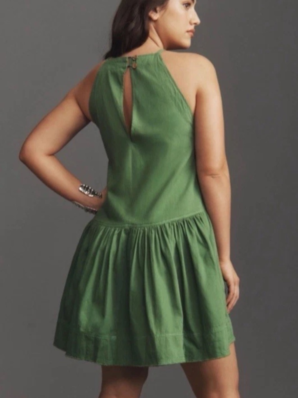 Anthropologie Pilcro 1X Kyla Flounce Denim Drop Waist Plus Mini Dress - Picture 5 of 5